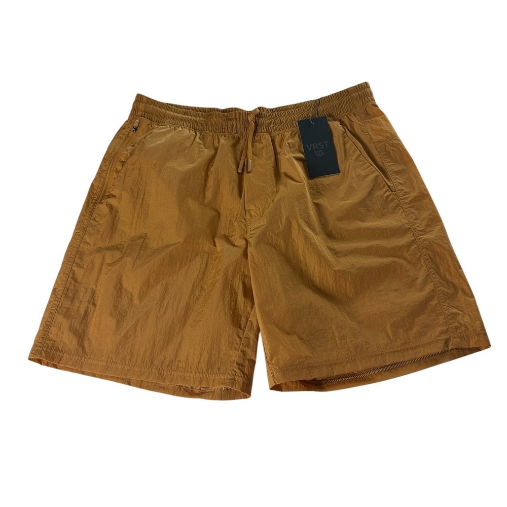 VRST Mens All-In Unlined Short 7" Palomino Gold Shine Water Repellent Large NEW
